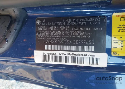 2012 BMW M3 from USA, damaged, VIN WBSKG9C5XCE797650